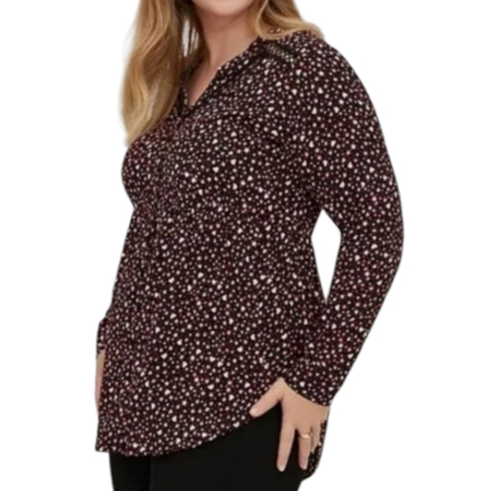 Torrid Emma Babydoll‎ Rayon Slub Lace Trim hearts Stars Tunic Top plus Size 2X